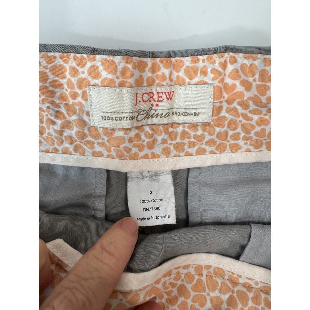 J. Crew Broken-In Chino Shorts Gray 100% Cotton Women's Size 2 Preppy Pockets - Picture 6 of 7